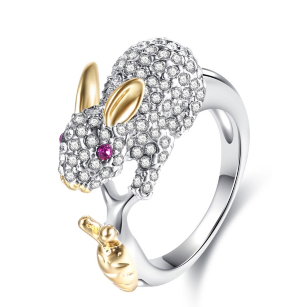 Cute Swarovski bunny ring
